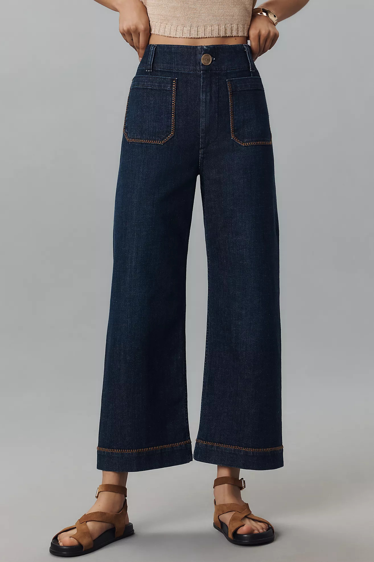 The Colette Whipstitch Crop Wide-Leg Jeans by Maeve | Anthropologie (US)