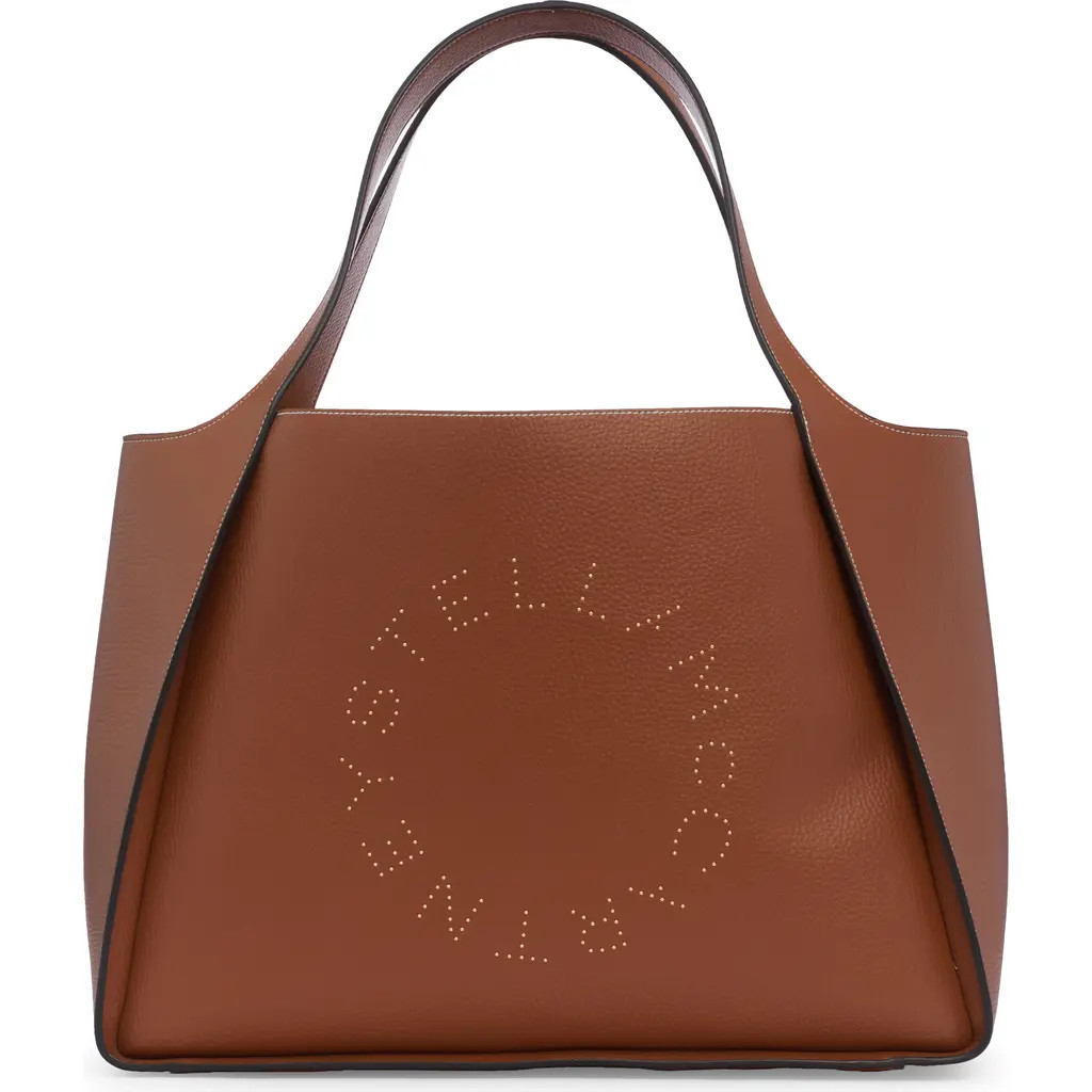 Stella McCartney Studded Logo Faux Leather Tote in 2200 Pecan at Nordstrom, Size No Size | Nordstrom