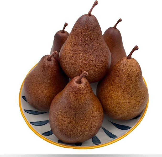 WJboand 6PCS Fake Brown Pear Artificial Lifelike Fake Fruits Decorative Kitchen Party Home Orname... | Amazon (US)