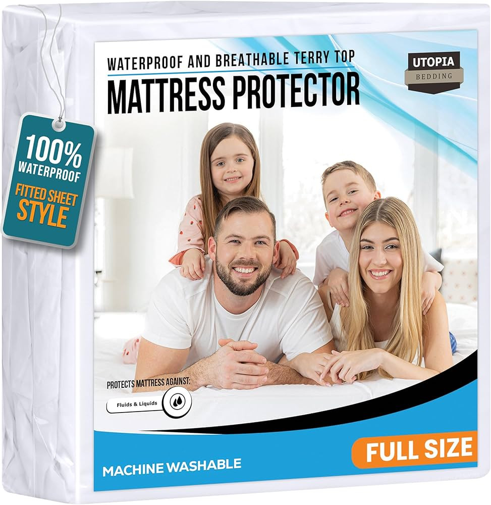 Full Size Mattress Protector Waterproof, Premium 200 GSM Terry Mattress Cover, Soft & Breathable ... | Amazon (US)