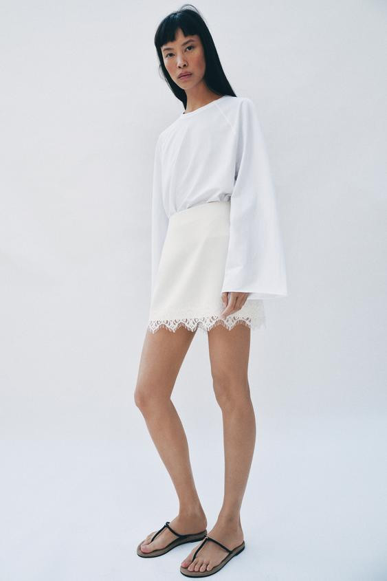 SKORT WITH LACE HEM | Zara UK