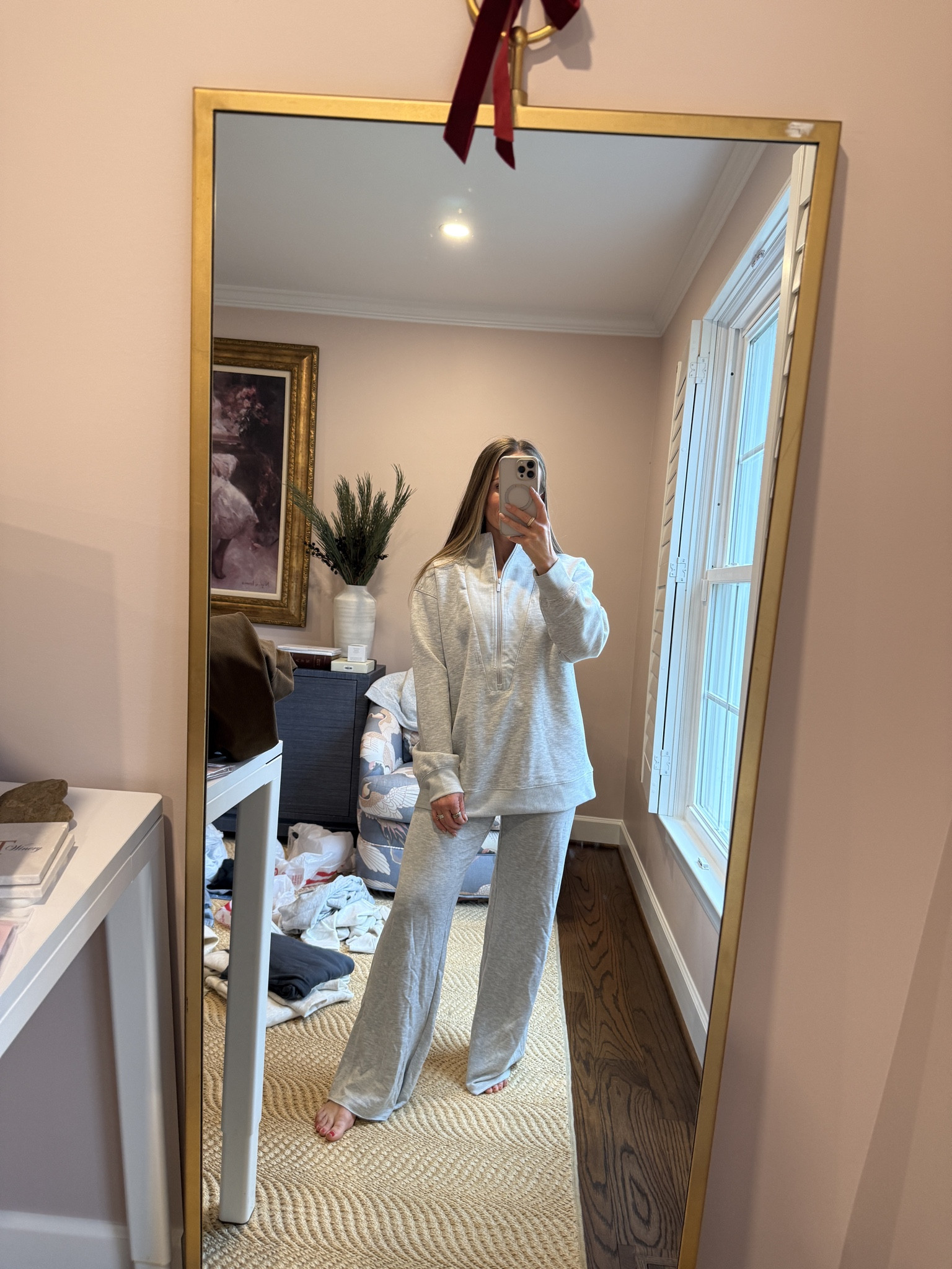 Target half zip and sweatpants - run TTS and pants are thin (great if you get hot easily)