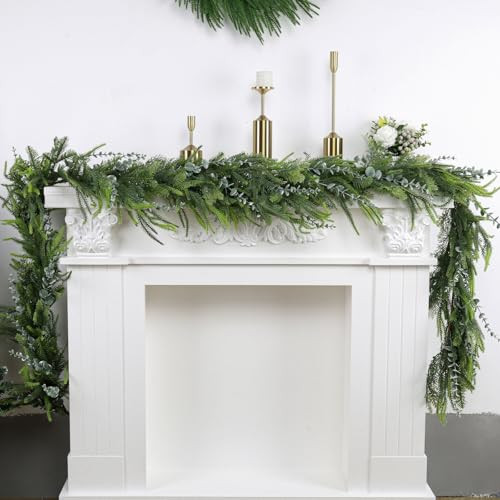 6FT Christmas Eucalyptus Garland, Norfolk Pine Garland, Faux Cedar Garland, Garlands Decoration for Christmas, Cedar Garland Artificial Realistic, Pine Handmade Cypress Garland for Mantle, Stairs | Amazon (US)