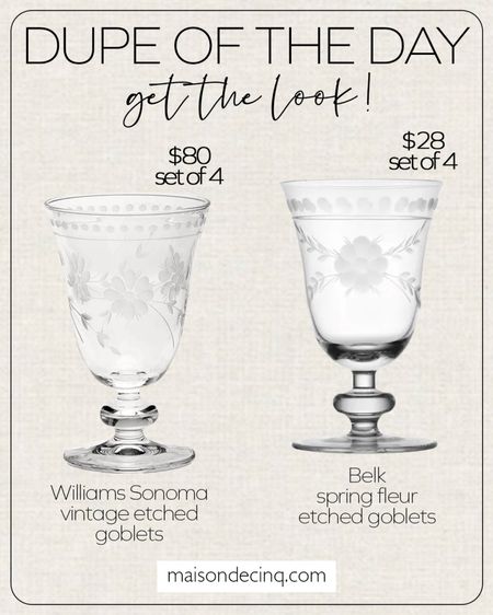 I fell in love with these gorgeous wine glasses from WS, but the Belk version is less than half the price and almost exactly the same!! Such a great find!

#homedecor #summerentertaining #tabletop #wineglasses 

#LTKHome #LTKFindsUnder50
