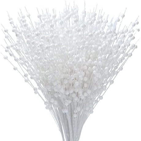 Joiedomi 24 Pcs Christmas Tree Berry Stem (White), Decorative Bead Sticks, Glittery Twigs, Picks, Br | Amazon (US)