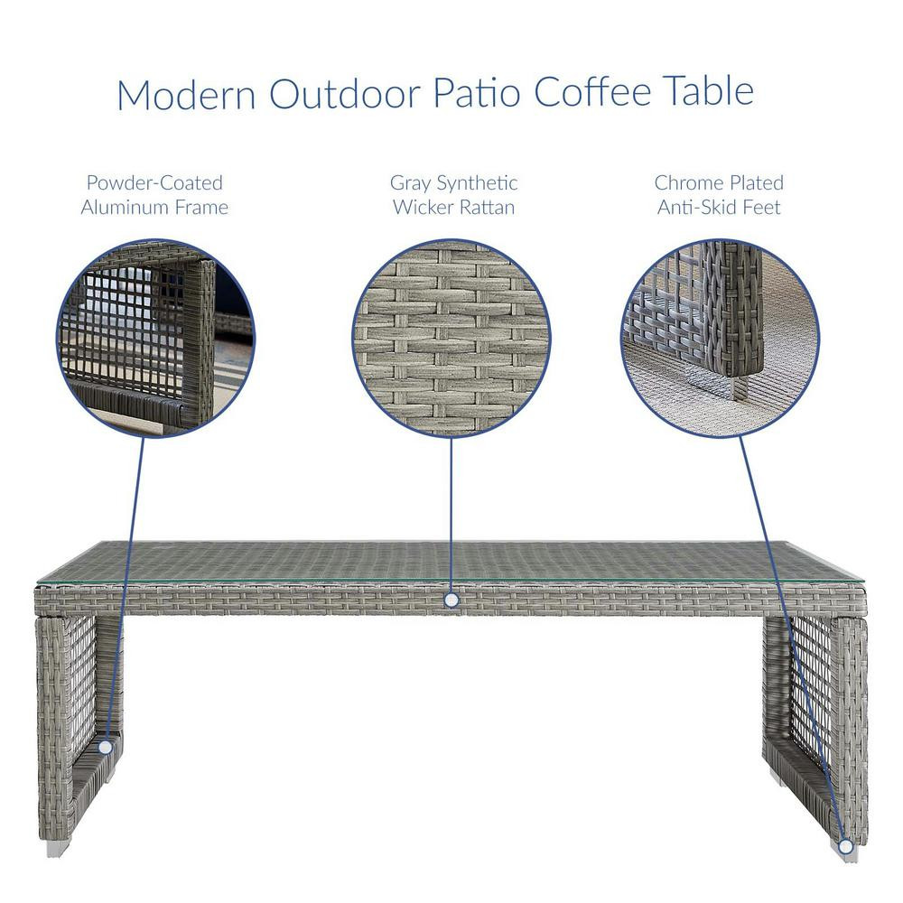 Aura Wicker Outdoor Coffee Table in Gray | The Home Depot