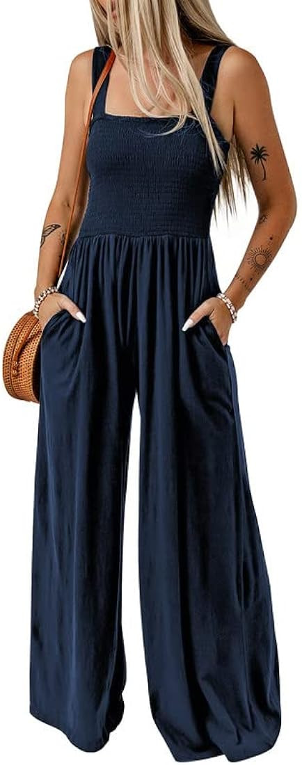 Dokotoo Women's Casual Loose Overalls Jumpsuits One Piece Sleeveless Wide Leg Long Pant Rompers W... | Amazon (US)