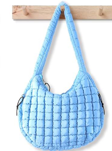 Amazon.com: Puffer Tote Bag for Women Large Quilted Tote Bag Quilted Carryall Bag Soft Puffy Cros... | Amazon (US)