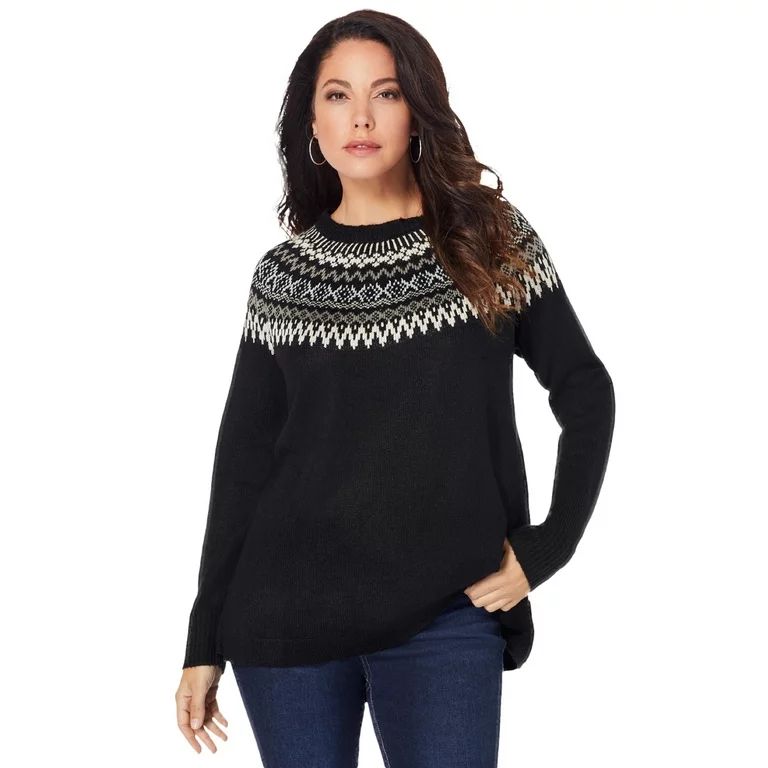 Roaman's Women's Plus Size Fair Isle Pullover Sweater Sweater | Walmart (US)