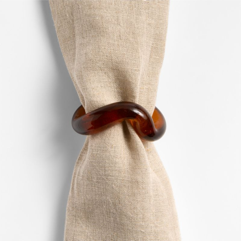Recycled Glass Amber Napkin Rings, Set of 4 | Crate & Barrel | Crate & Barrel