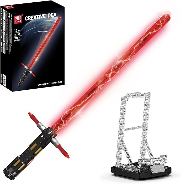Mould King 10239 Lightsaber Building Set, Light Sword with Holder Stand and LED Light, Assembly C... | Amazon (US)