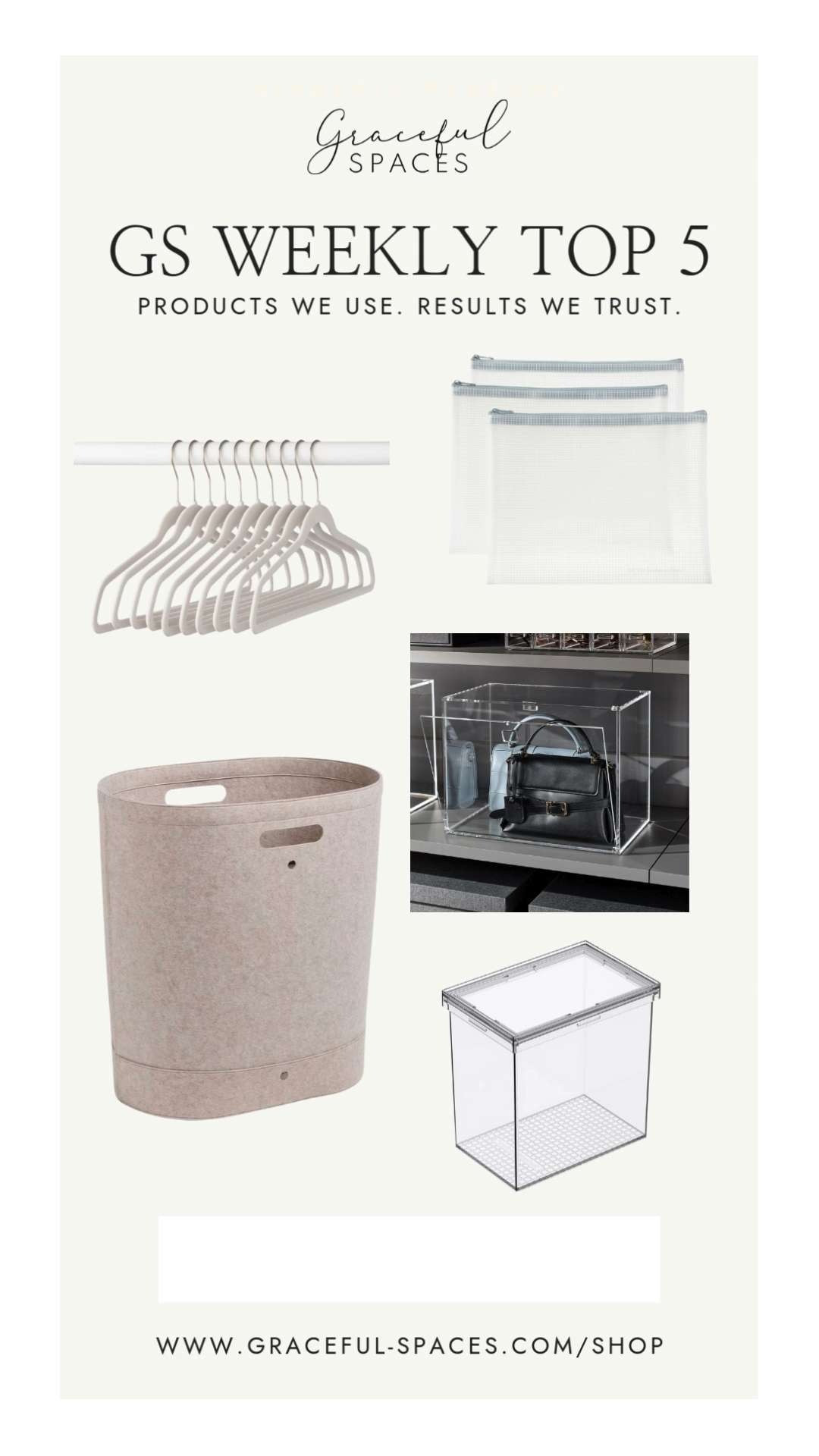 Familiar faces in the Top 5 this week! Flocked level hangers and felt double hamper from Target are back along with our favorite zipper pouches from The Container Store, and we welcome the Everything Organizer Airtight Canister and the gorgeous Luxe Acrylic Handbag Case to the group ✨
 

#LTKFindsUnder100 #LTKFindsUnder50 #LTKHome