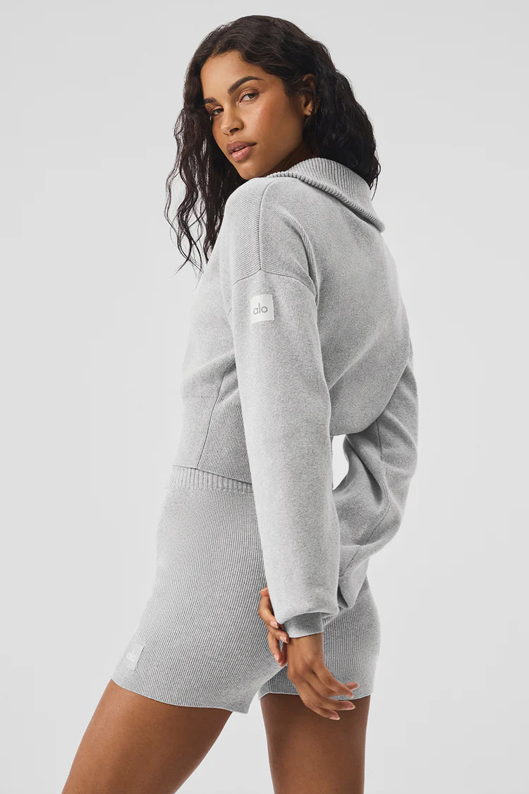 Scholar Knit Cropped Full Zip Jacket | Alo Yoga (US)