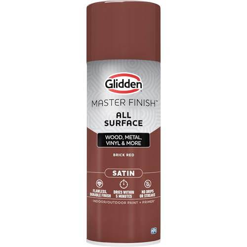 Glidden Master Finish 12 oz. Satin Brick Red Interior/Exterior All Surface Spray Paint and Primer | Amazon (US)