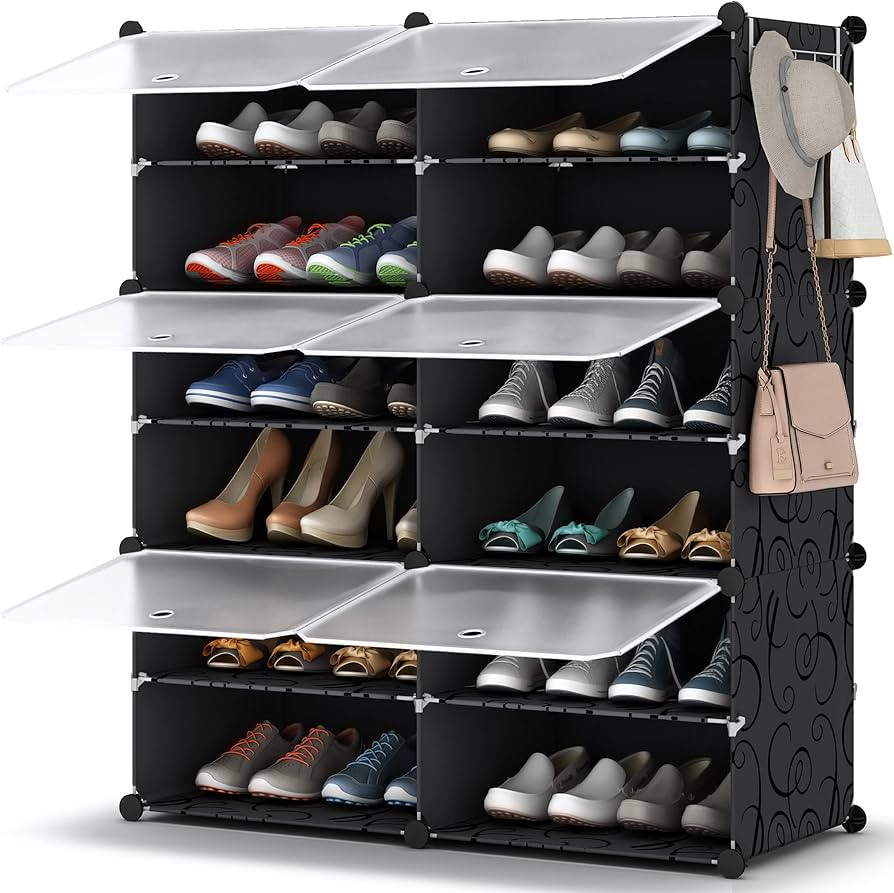 HOMIDEC Shoe Rack Organizer, 6 Tier Storage Cabinet 24 Pair Plastic Shoe Shelves for Closet Hallw... | Amazon (US)