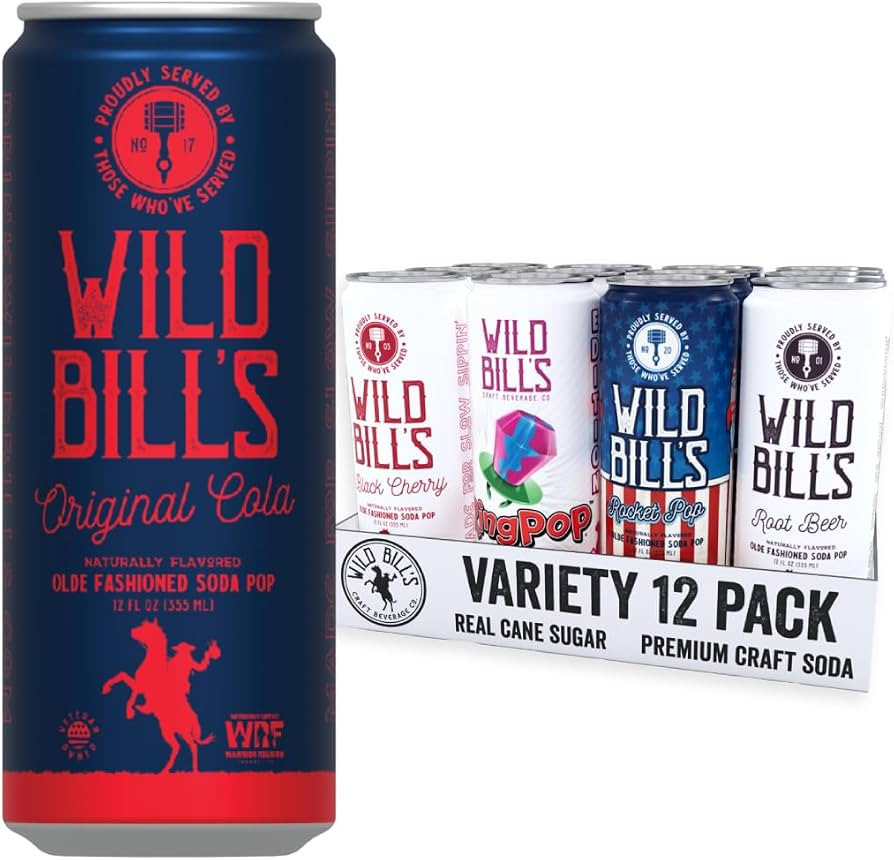 Wild Bill's 12 Flavor Craft Soda Soft Drinks Variety Pack, Root Beer, Strawberry Cream, Cola + MO... | Amazon (US)