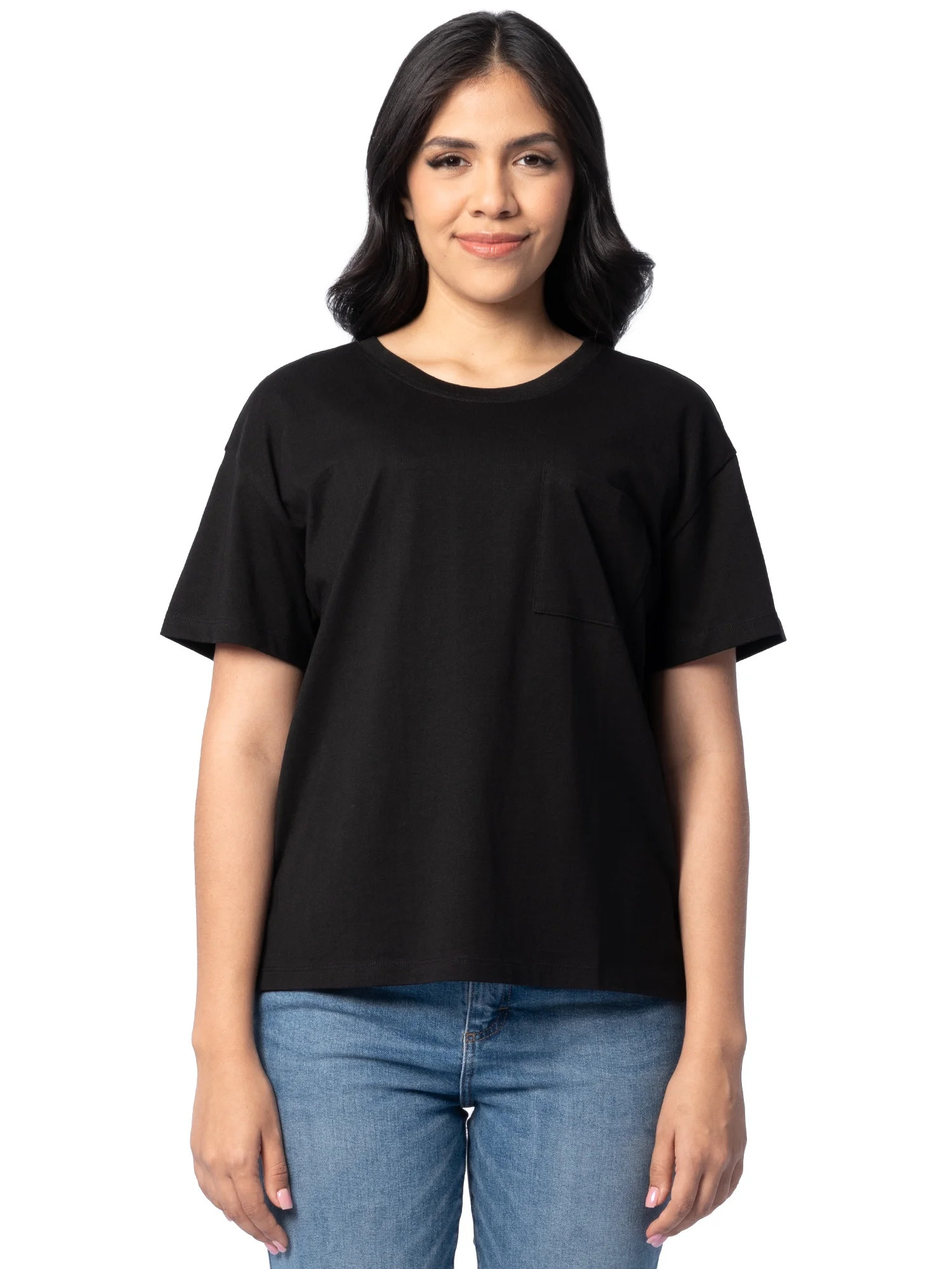 Time and Tru Women's Short Sleeve Boyfriend Pocket T-Shirt, XS-XXXL | Walmart (US)