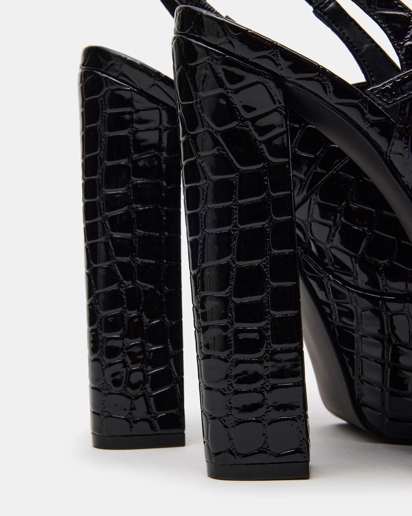 SCOTLYN Black Crocodile Women's Platform Block Heel | Steve Madden (US)