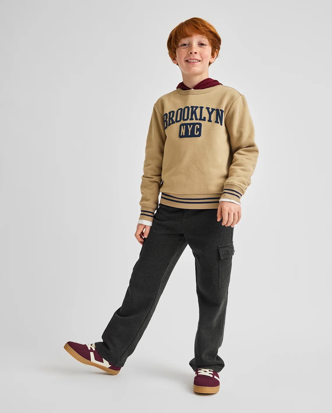 Kids Garment Dyed Premium Fleece Loose Cargo Pants - black | The Children's Place