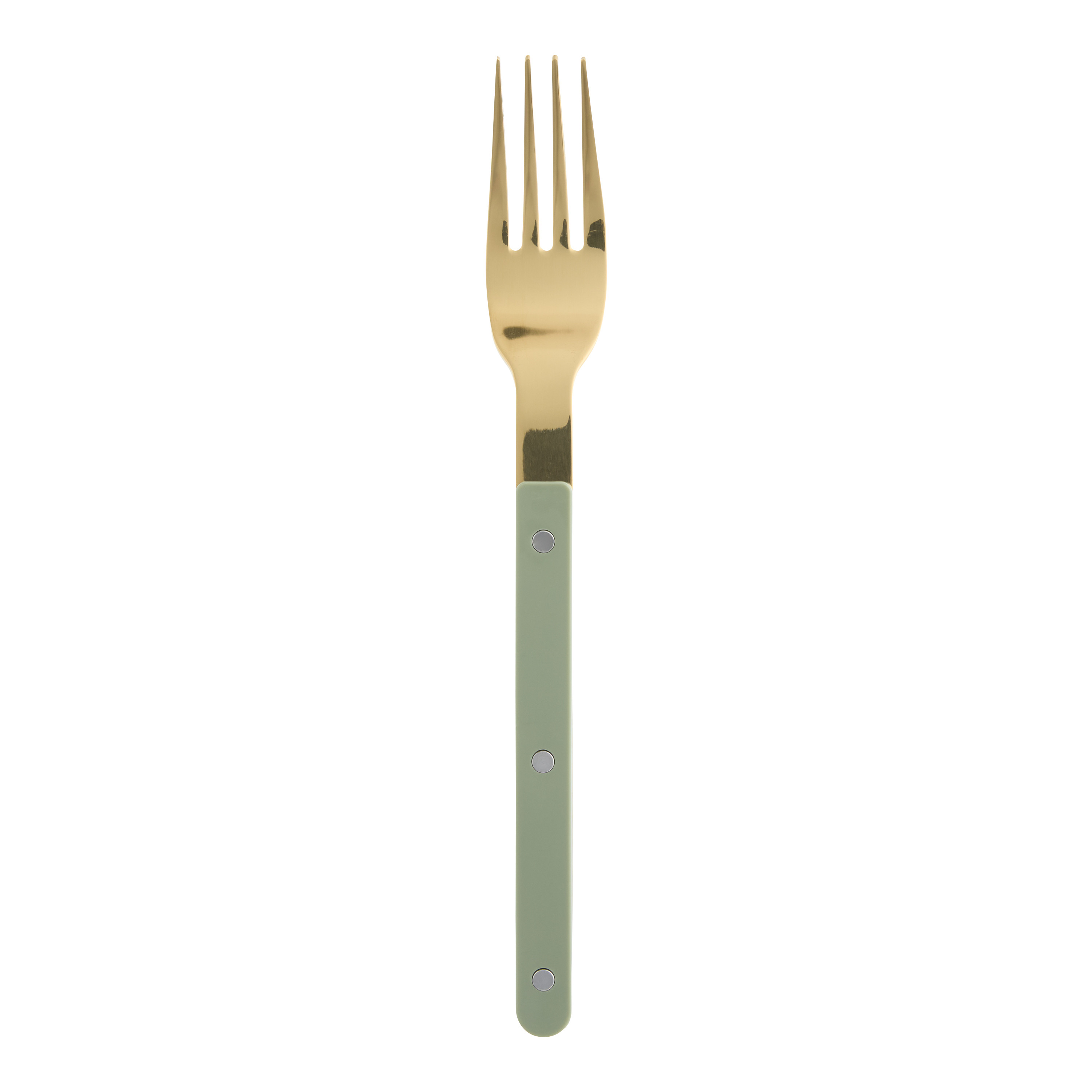 Gold and Sage Green Stainless Steel Bistro Dinner Fork | World Market