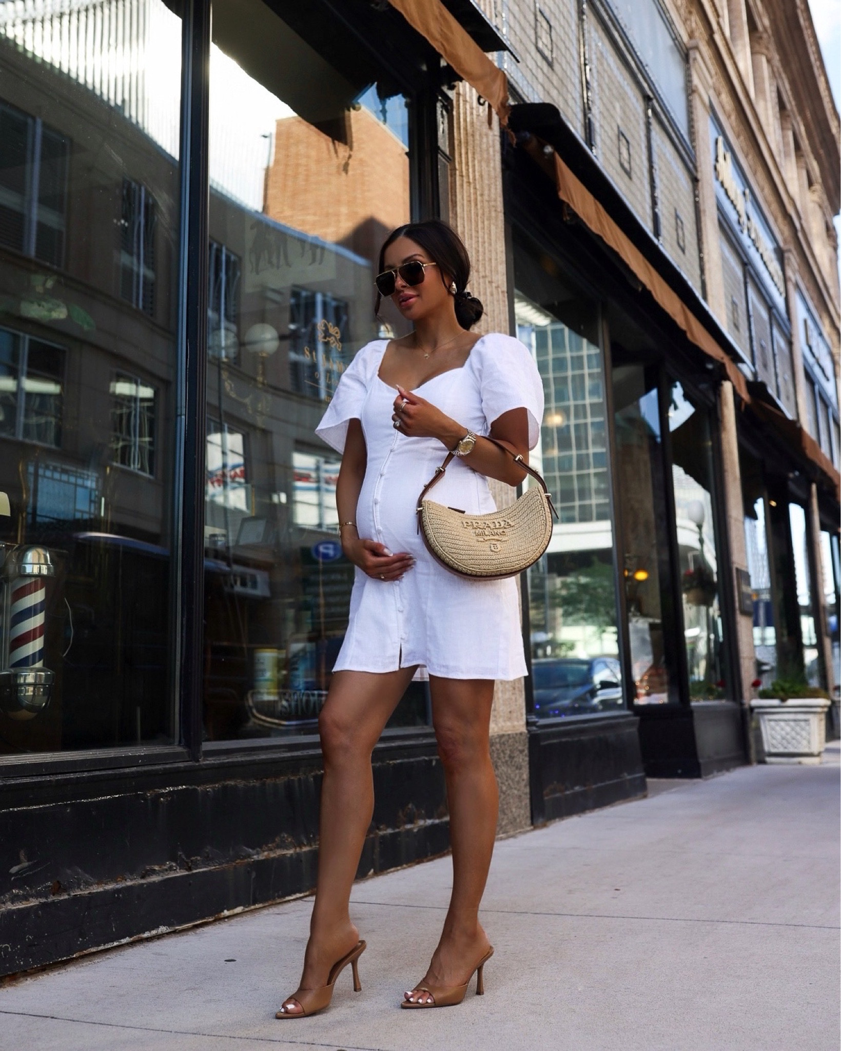 Abercrombie linen dress on sale now!
Wearing a size small petite 
Prada raffia bag


#LTKFindsUnder100 #LTKSummerSales #LTKBump