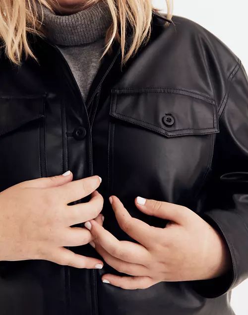 Plus Faux Leather Oversized Shirt-Jacket | Madewell