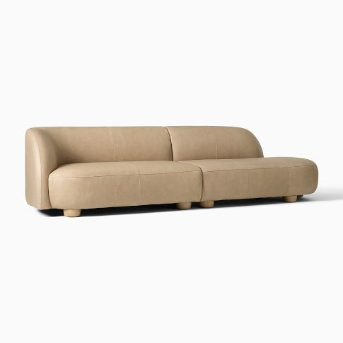 Laurent Leather 2-Piece Bumper Sofa (122.5") | West Elm (US)