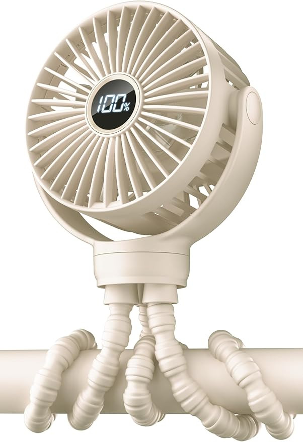 KIDEE Portable Stroller Fan, Mini Baby Fans Battery Operated, LED Display with 3 Speeds, Small Cl... | Amazon (US)