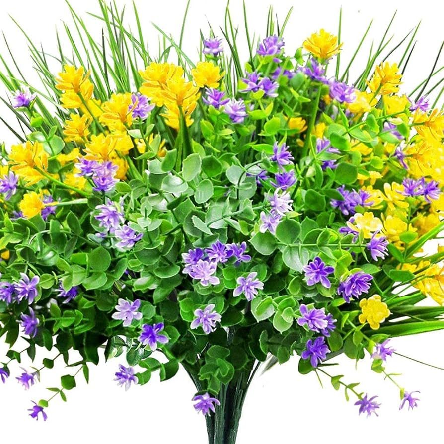 Betylifoy 9Pcs Artificial Flowers Outdoor UV Resistant Artificial Plants Spring Outside Decor Fau... | Amazon (CA)