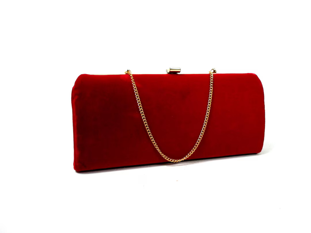 Mid Century Red Velvet Clutch, Framed Purse, Vintage Handbag, Special Occasion Bag - Etsy | Etsy (US)