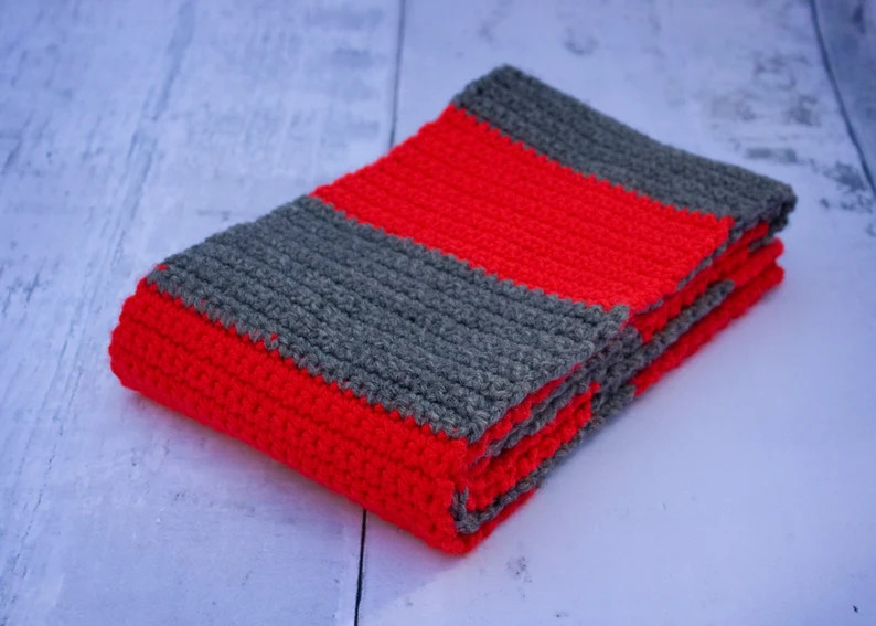Red & Gray Scarf -- Striped Winter Scarf, Extra Long Scarf, NFL Team Scarf, NCAA Football Scarf, ... | Etsy (US)