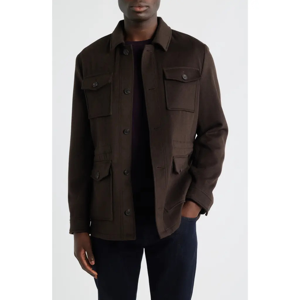 Nordstrom Felted Wool Blend Field Jacket in Brown at Nordstrom, Size Medium | Nordstrom