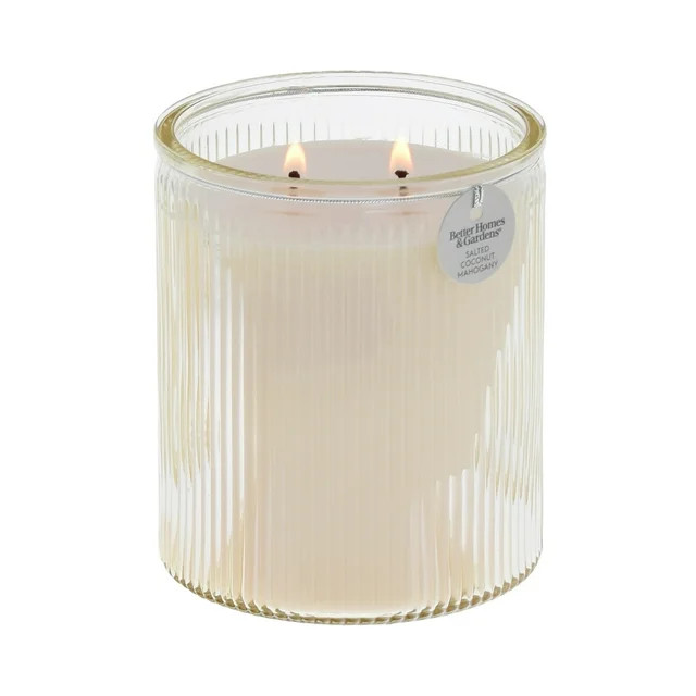 Better Homes & Gardens Salted Coconut and Mahogany Scented 2-Wick 17.1oz Ribbed Jar Candle | Walmart (US)
