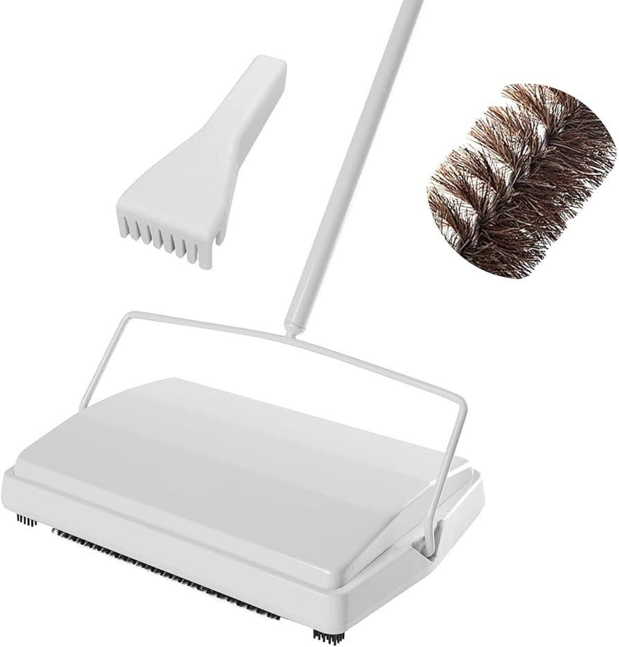 JEHONN Carpet Floor Sweeper with Horsehair, Non Electric Manual Sweeping, Rotor Brush Heavy Duty ... | Amazon (US)
