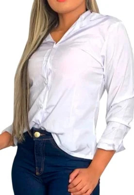 Camisete Feminino Social  NSTORE Manga Longa Moda Verão Branco | Dafiti (BR)