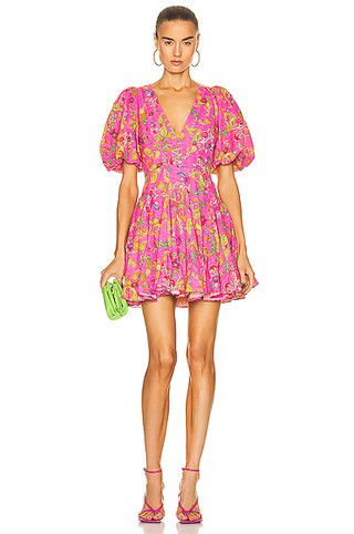 HEMANT AND NANDITA Bela Skater Mini Dress in Pink | FWRD 