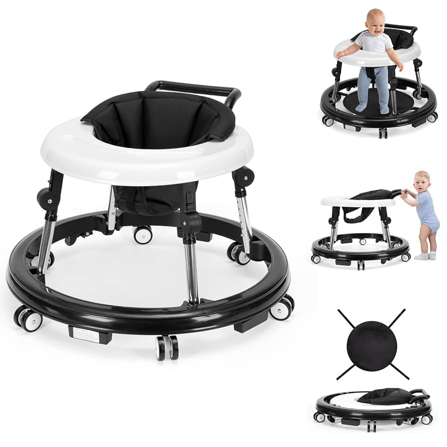 Baby Walker Foldable with 9 Adjustable Heights, Baby Walker with Wheels Portable, Infant Toddler ... | Amazon (US)