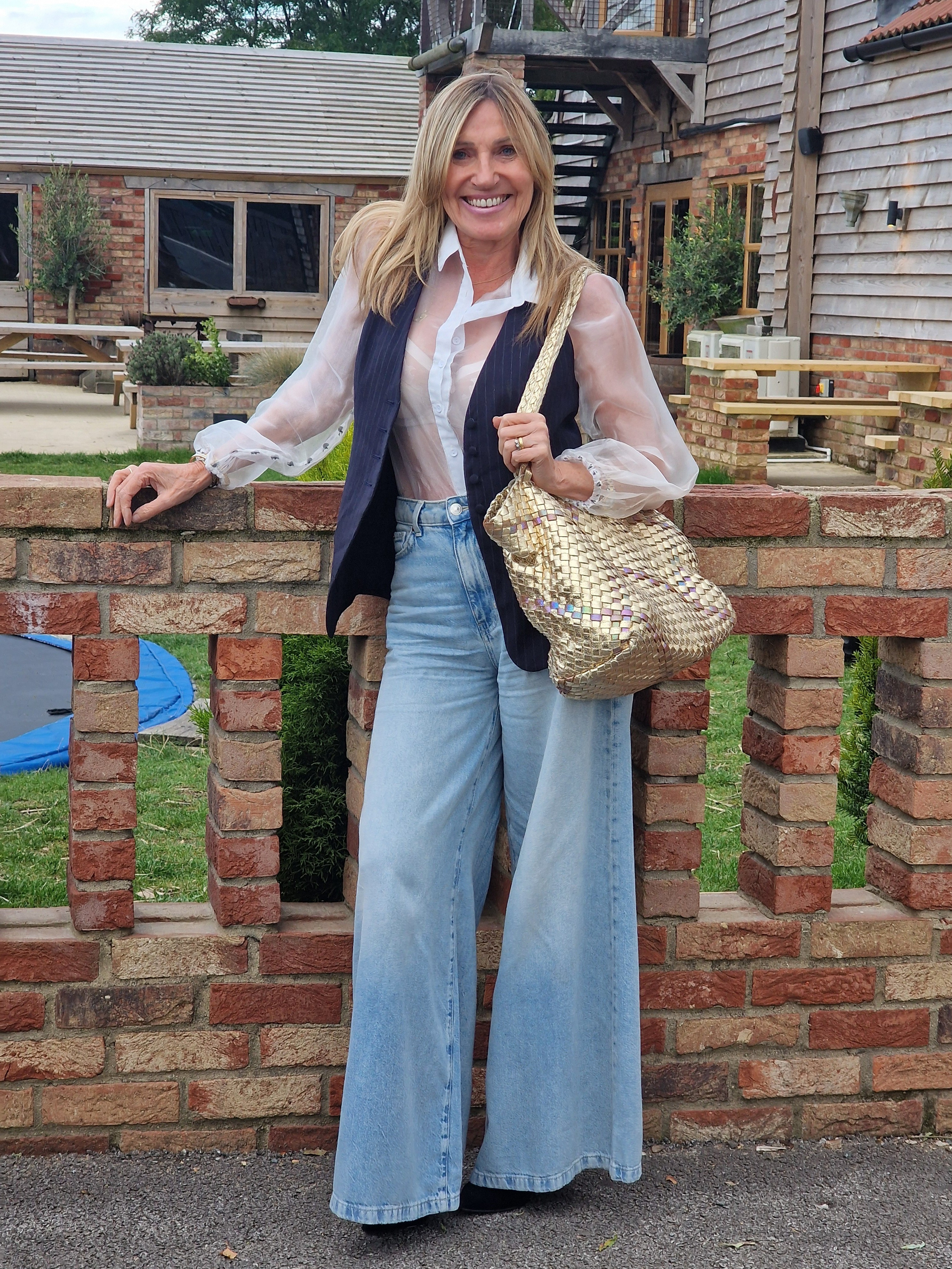 Wide leg palazzo jeans with pin stripe waistcoat

#LTKuk #LTKautumn #LTKsale