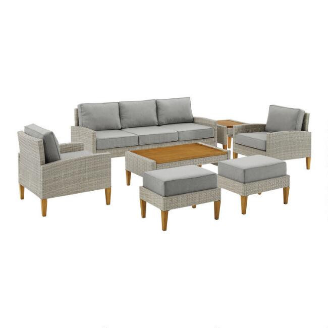 Capella All Weather 7 Piece Outdoor Couch Furniture Set | World Market