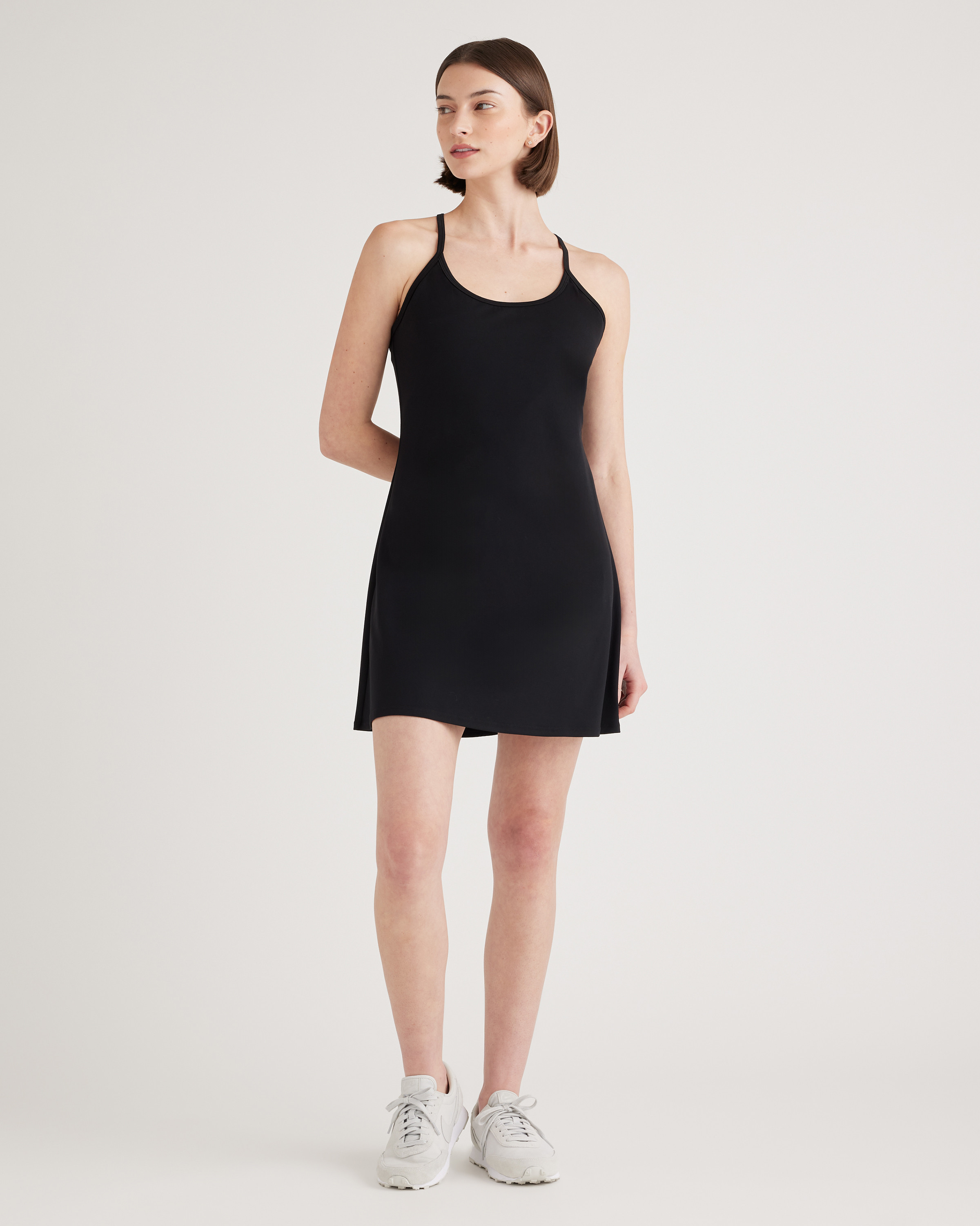 Quince | Women's Ultra-Form Active Dress in Black, Size Medium, Nylon/Spandex | Quince