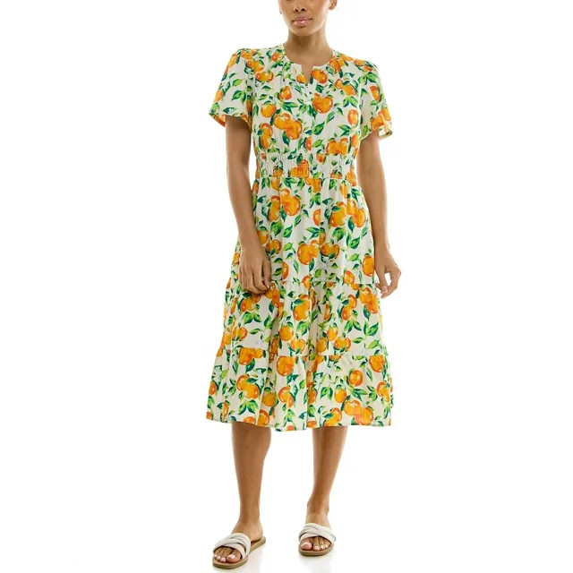 Nanette Lepore Women's Split Neck Tiered Maxi Dress, Sizes XS-XXXL | Walmart (US)