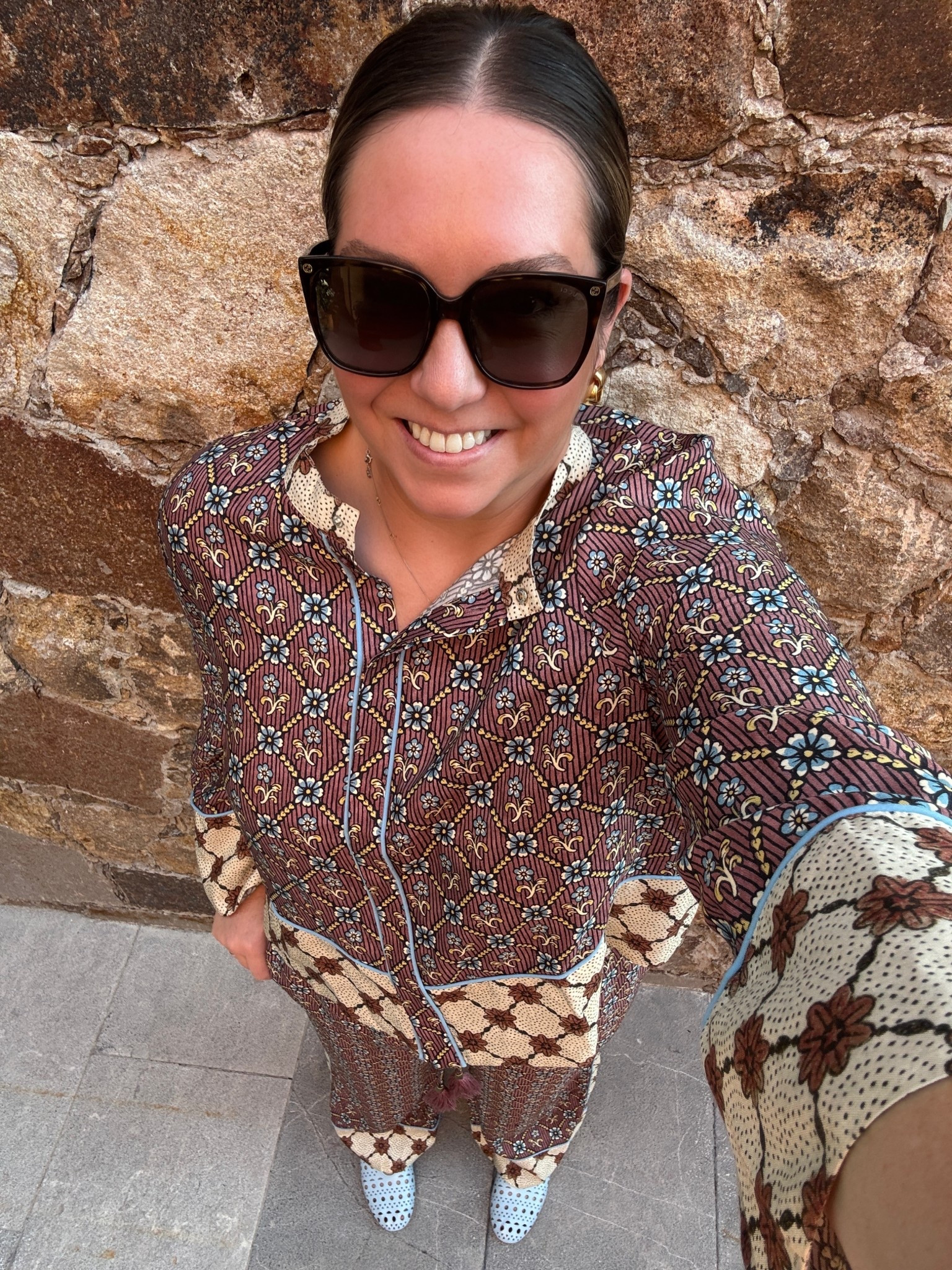 Changed into something a bit warmer for the evening. The nights get really cool here while the days are warm. This set is really fun and unique. We went to dinner which was amazing and then to watch the fireworks in the zona centro. They were so cool right above the church. Definitely a unforgettable night!

#LTKootd #LTKMidsize #LTKTravel