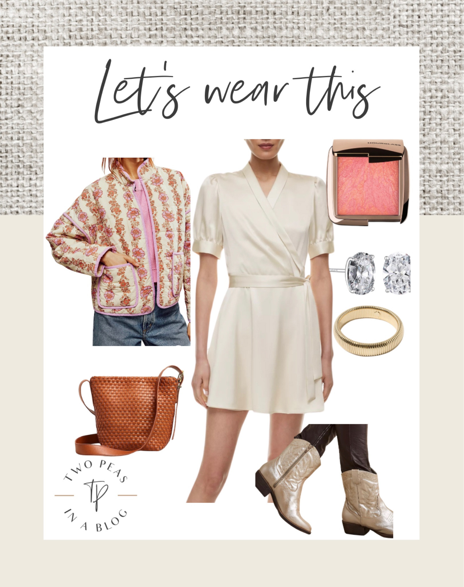 Girly into-Spring vibes. This satin wrap dress also comes in navy! 
Trending: quilted floral jackets 

#LTKstyletip #LTKover40 #LTKMostLoved