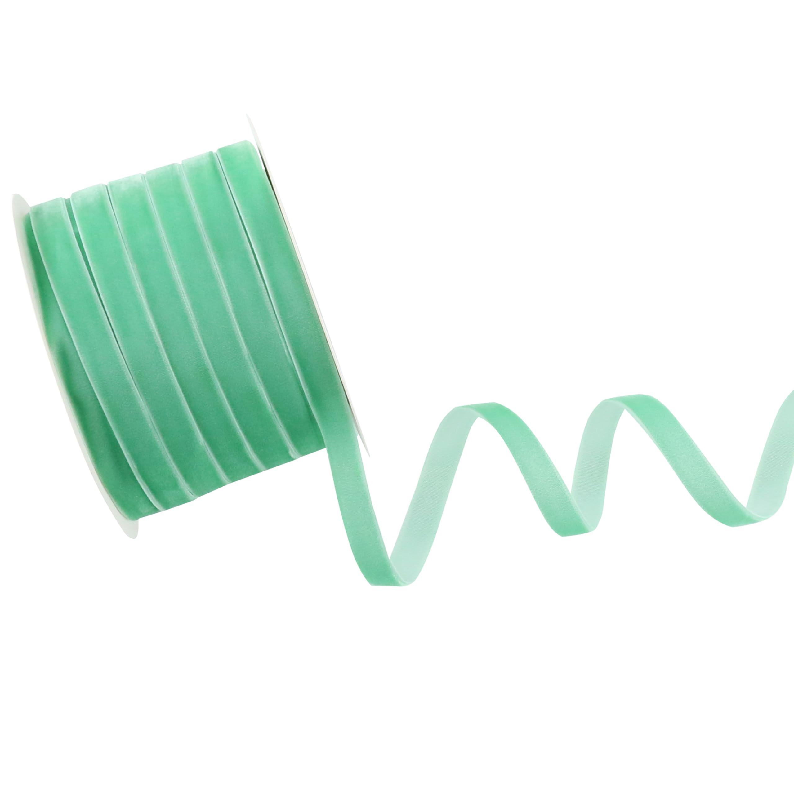Green Velvet Ribbon 3/8 Inch Single Face Thin Velvet Ribbon for Gift Wrapping, Light Green Christ... | Amazon (US)