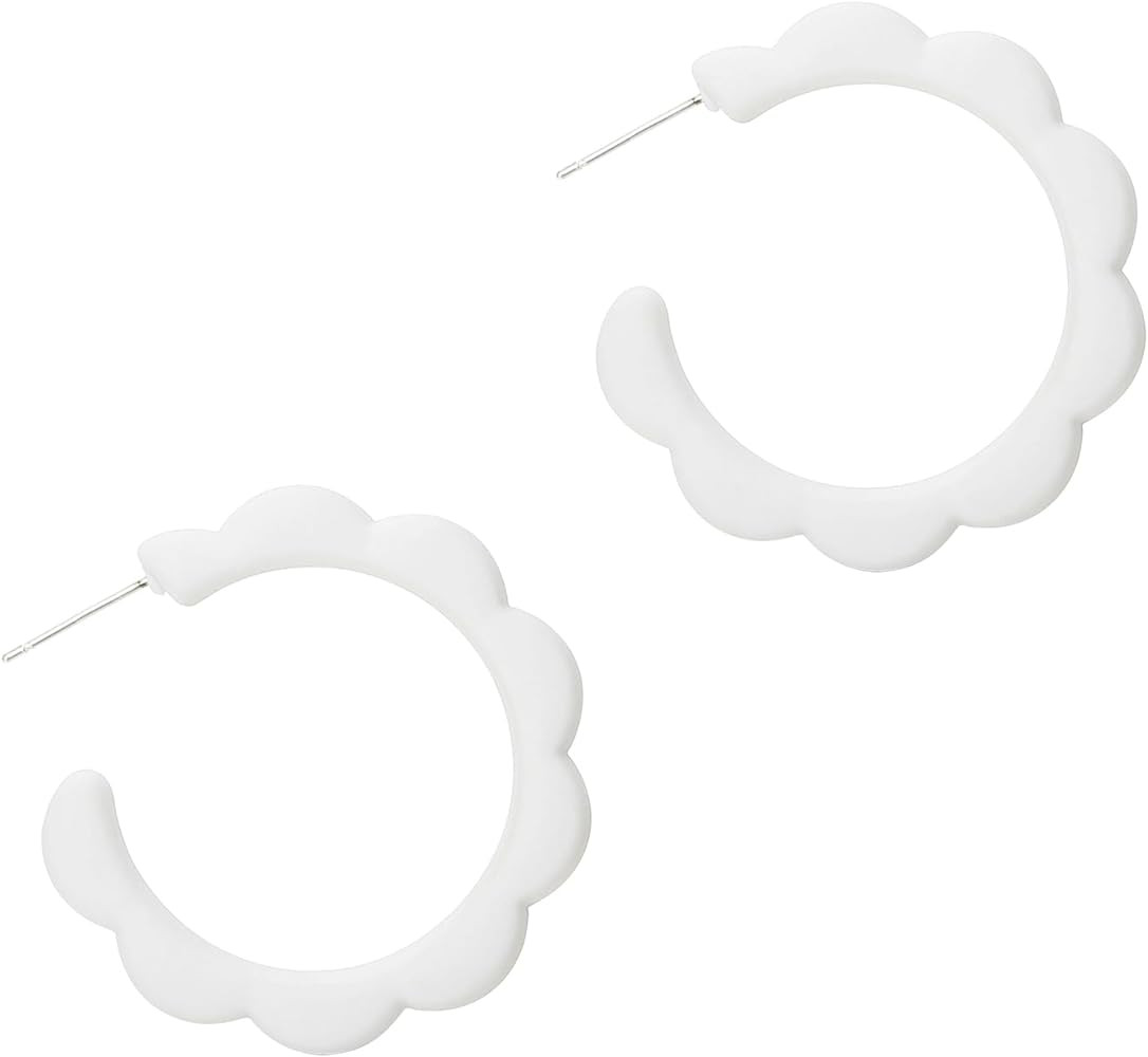Acrylic Flower Hoop Earrings, Lightweight Floral Open Hoops Candy Color Hoop Earrings for Women | Amazon (US)