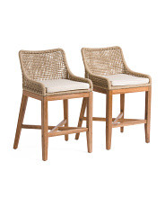 Set Of 2 Rope Counter Stools With Acacia Wood Base | Marshalls