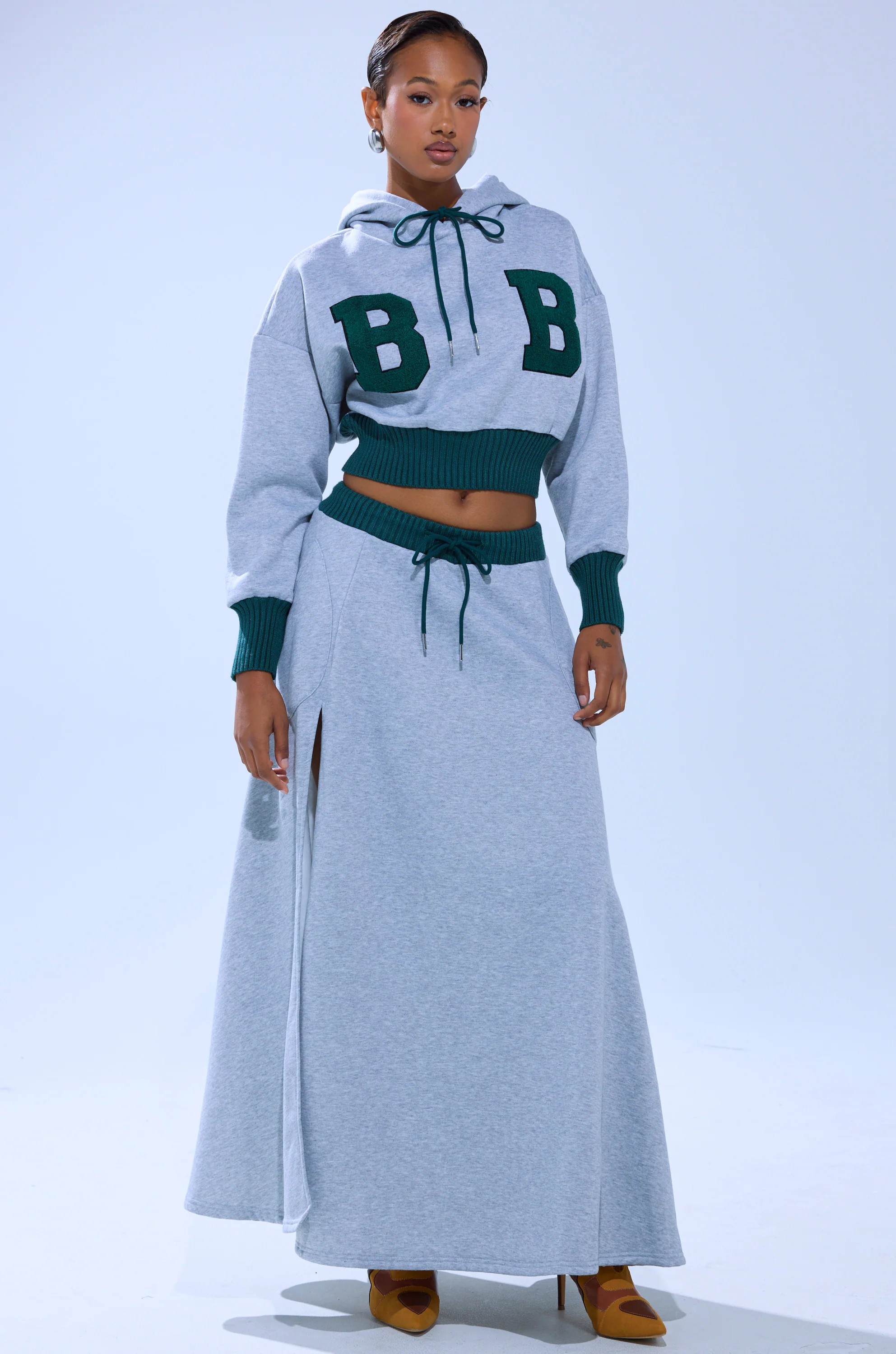 COLLEGIATE FRENCH TERRY MAXI SKIRT | AKIRA