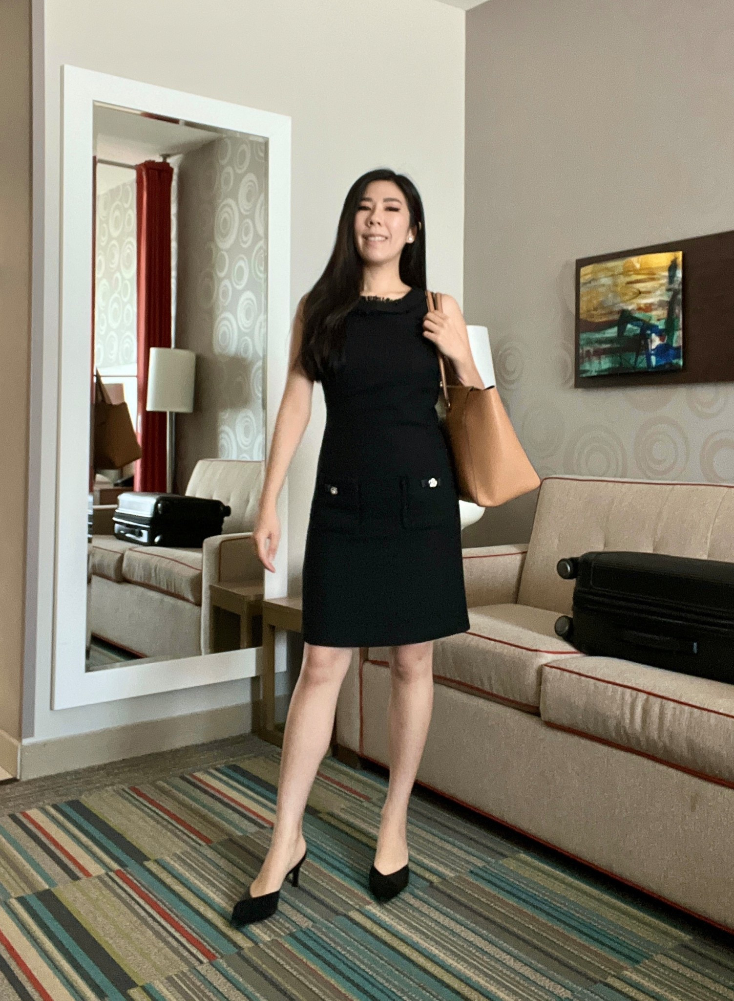I always have a little black dress handy for every occasion… especially work! You can never go wrong! This tweed sleeveless dress has two small pockets on either side with added floral embellishments. Since I wanted something classy and sophisticated, I kept my accessories in black or neutral tones. 

#tweeddress #workwear 

#LTKWorkwear #LTKPetite #LTKFindsUnder100