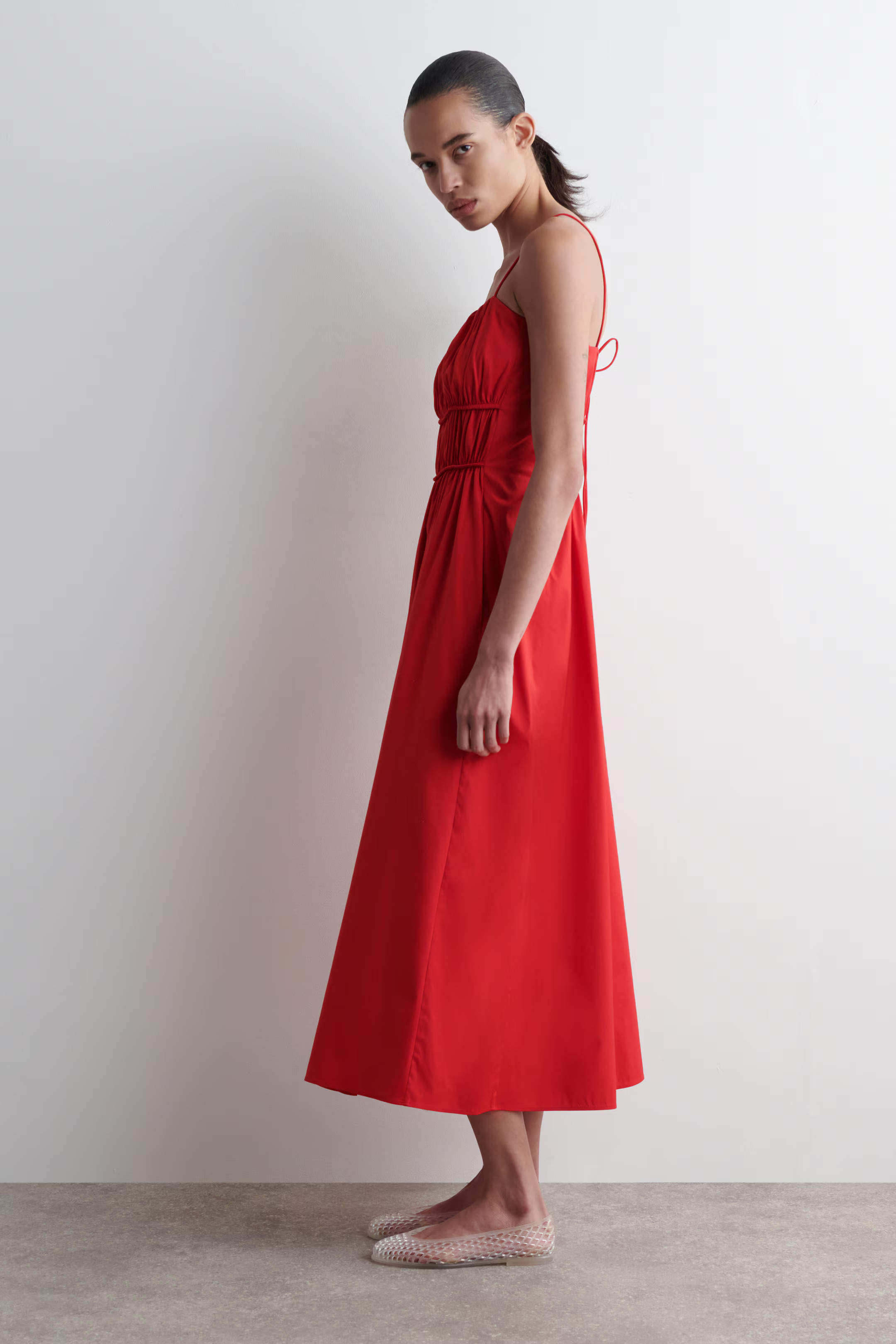 ROBE MIDI EN COTON FRONCÉ | H&M (FR, IT, ES, PT, BE)