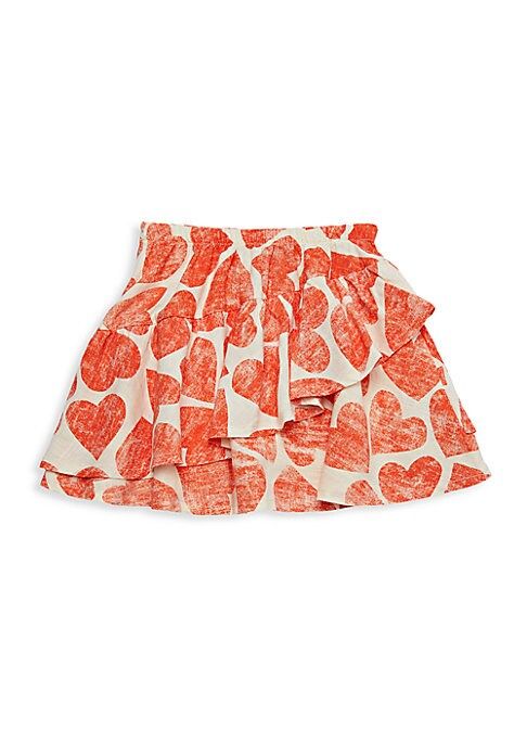 Bobo Choses Little Girl's & Girl's Heart-Print Ruffle Skirt - Red - Size 4-5 | Saks Fifth Avenue